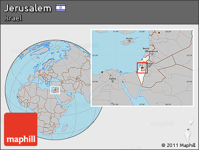 Gray Location Map of Jerusalem, highlighted country