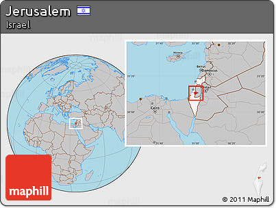 Gray Location Map of Jerusalem, highlighted country