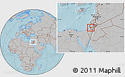 Gray Location Map of Jerusalem, hill shading