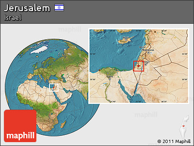 Satellite Location Map of Jerusalem