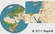 Satellite Location Map of Jerusalem, highlighted country