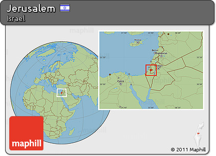 Savanna Style Location Map of Jerusalem