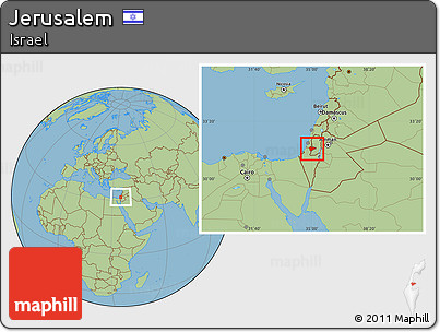 Savanna Style Location Map of Jerusalem
