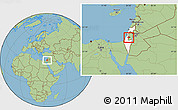 Savanna Style Location Map of Jerusalem, highlighted country, within the entire country