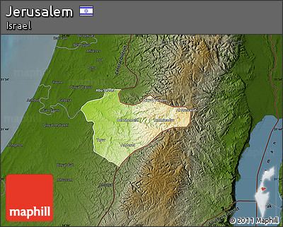 Physical Map of Jerusalem, darken