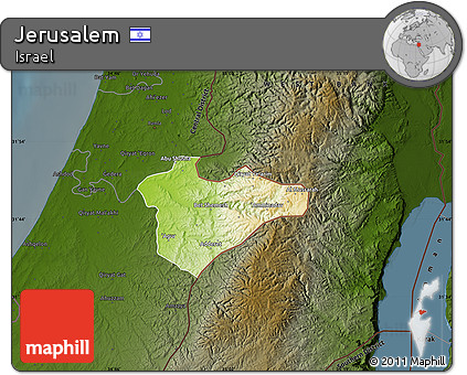Physical Map of Jerusalem, darken