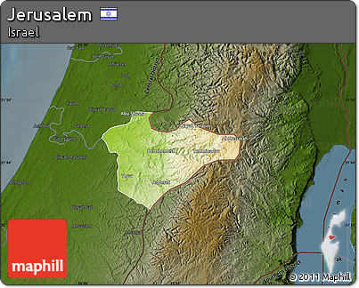 Physical Map of Jerusalem, darken