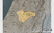 Satellite Map of Jerusalem, darken, semi-desaturated