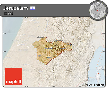 Satellite Map of Jerusalem, lighten