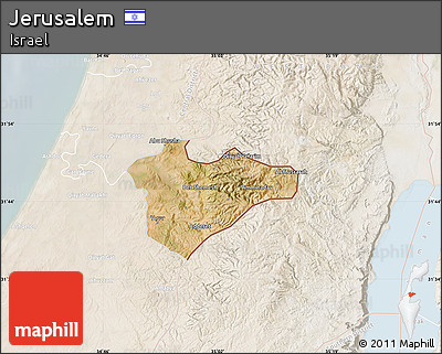 Satellite Map of Jerusalem, lighten