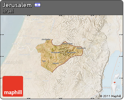 Satellite Map of Jerusalem, lighten