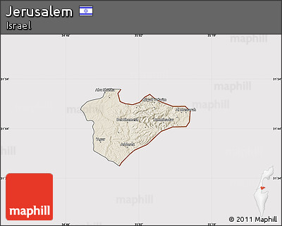 Shaded Relief Map of Jerusalem, cropped outside