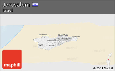 Classic Style Panoramic Map of Jerusalem, single color outside