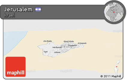 Classic Style Panoramic Map of Jerusalem, single color outside