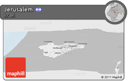 Gray Panoramic Map of Jerusalem, single color outside