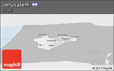 Gray Panoramic Map of Jerusalem, single color outside
