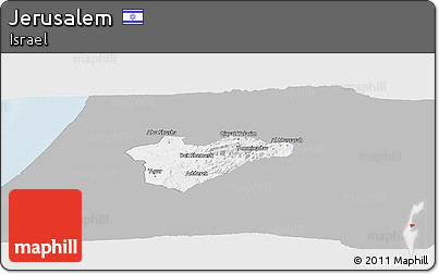 Gray Panoramic Map of Jerusalem, single color outside