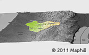 Physical Panoramic Map of Jerusalem, darken, desaturated