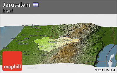 Physical Panoramic Map of Jerusalem, darken