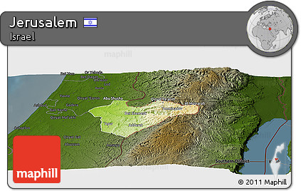 Physical Panoramic Map of Jerusalem, darken