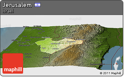 Physical Panoramic Map of Jerusalem, darken