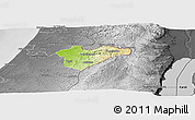 Physical Panoramic Map of Jerusalem, desaturated