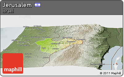 Physical Panoramic Map of Jerusalem, semi-desaturated