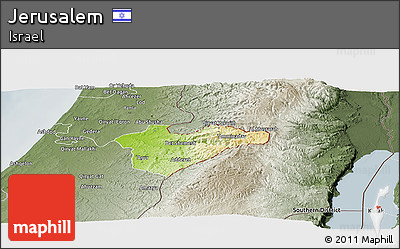 Physical Panoramic Map of Jerusalem, semi-desaturated