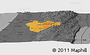Political Panoramic Map of Jerusalem, darken, desaturated