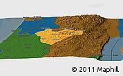 Political Panoramic Map of Jerusalem, darken