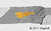 Political Panoramic Map of Jerusalem, desaturated