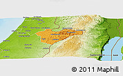 Political Panoramic Map of Jerusalem, physical outside