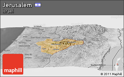 Satellite Panoramic Map of Jerusalem, desaturated