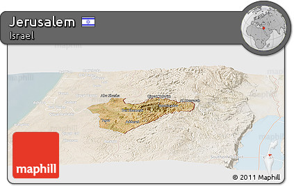 Satellite Panoramic Map of Jerusalem, lighten
