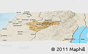 Satellite Panoramic Map of Jerusalem, shaded relief outside