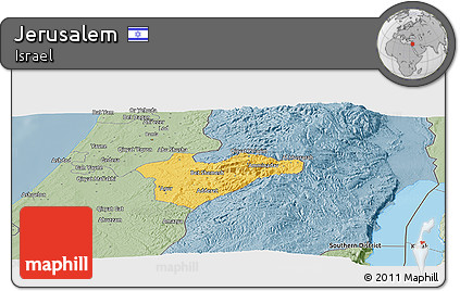 Savanna Style Panoramic Map of Jerusalem
