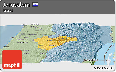 Savanna Style Panoramic Map of Jerusalem
