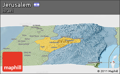 Savanna Style Panoramic Map of Jerusalem