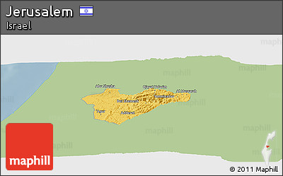 Savanna Style Panoramic Map of Jerusalem, single color outside