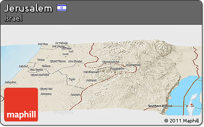 Shaded Relief Panoramic Map of Jerusalem