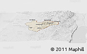 Shaded Relief Panoramic Map of Jerusalem, lighten, desaturated