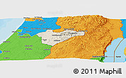 Shaded Relief Panoramic Map of Jerusalem, political outside