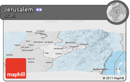 Silver Style Panoramic Map of Jerusalem