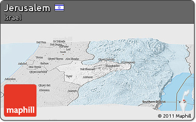 Silver Style Panoramic Map of Jerusalem