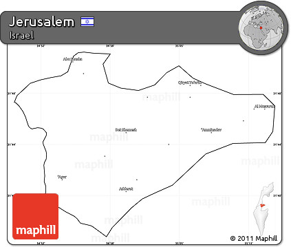 Blank Simple Map of Jerusalem, cropped outside