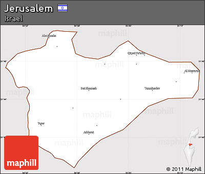 Classic Style Simple Map of Jerusalem, cropped outside