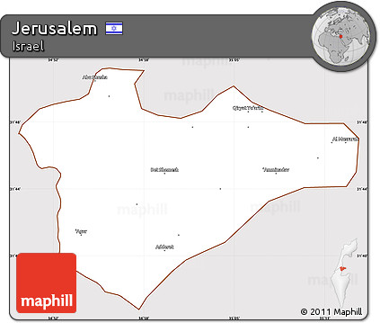 Classic Style Simple Map of Jerusalem, cropped outside