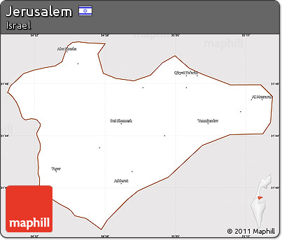 Classic Style Simple Map of Jerusalem, cropped outside