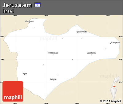Classic Style Simple Map of Jerusalem, single color outside