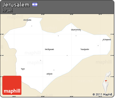 Classic Style Simple Map of Jerusalem, single color outside